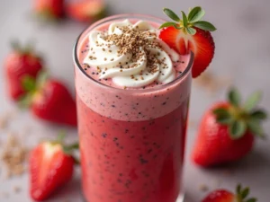 Receita Fácil de Smoothie de Morango com Chia e Linhaça