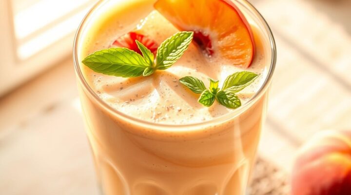 Vitamina de Pêssego com Chia: Cremosa e Funcional