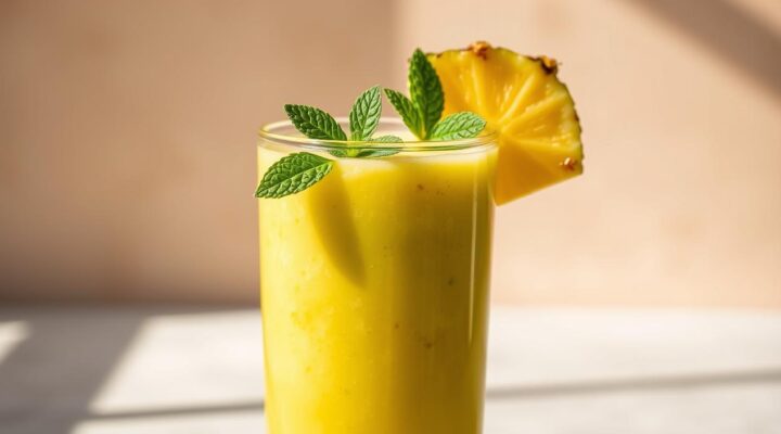 Receita de Vitamina de Abacaxi com Hortelã